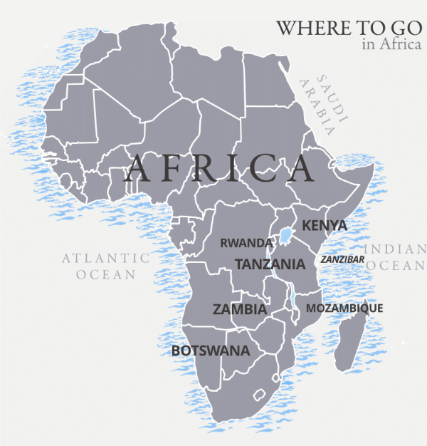 Where to go in Africa map