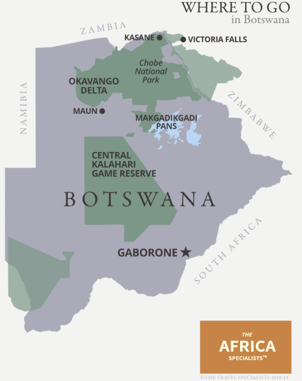 Where to go in Botswana map