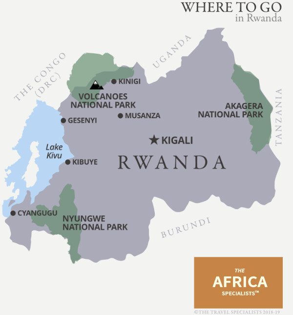 Where to go in Rwanda map