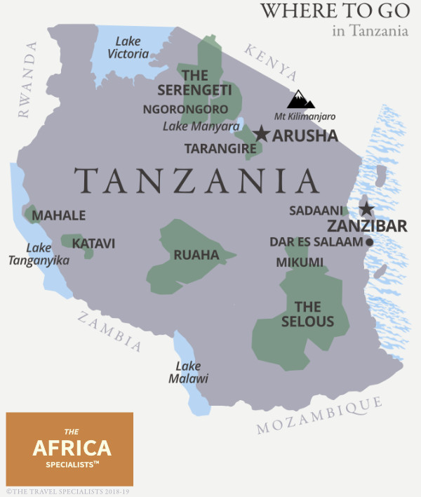 Where to go in Tanzania map