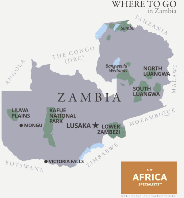 Where to go in Zambia map